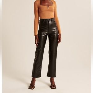 Abercrombie and Fitch the ankle straight, ultra high-rise leather pants